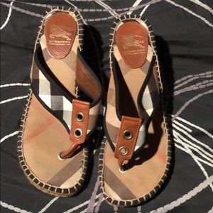 Burberry size 41 wedge sandals plaid